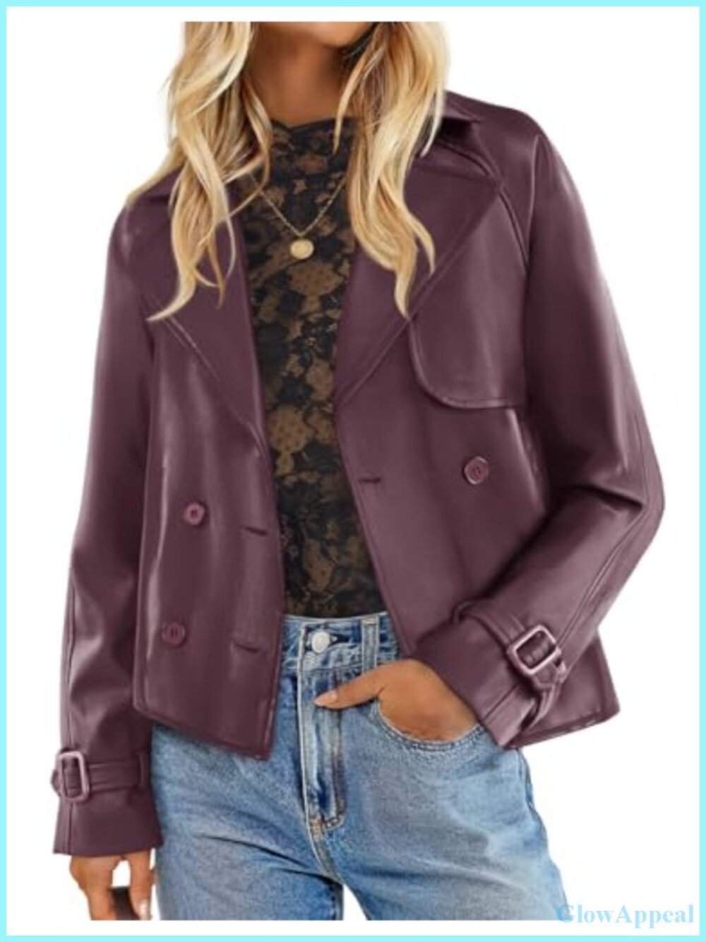 Faux Leather Moto Biker Jacket Button Down Oversized